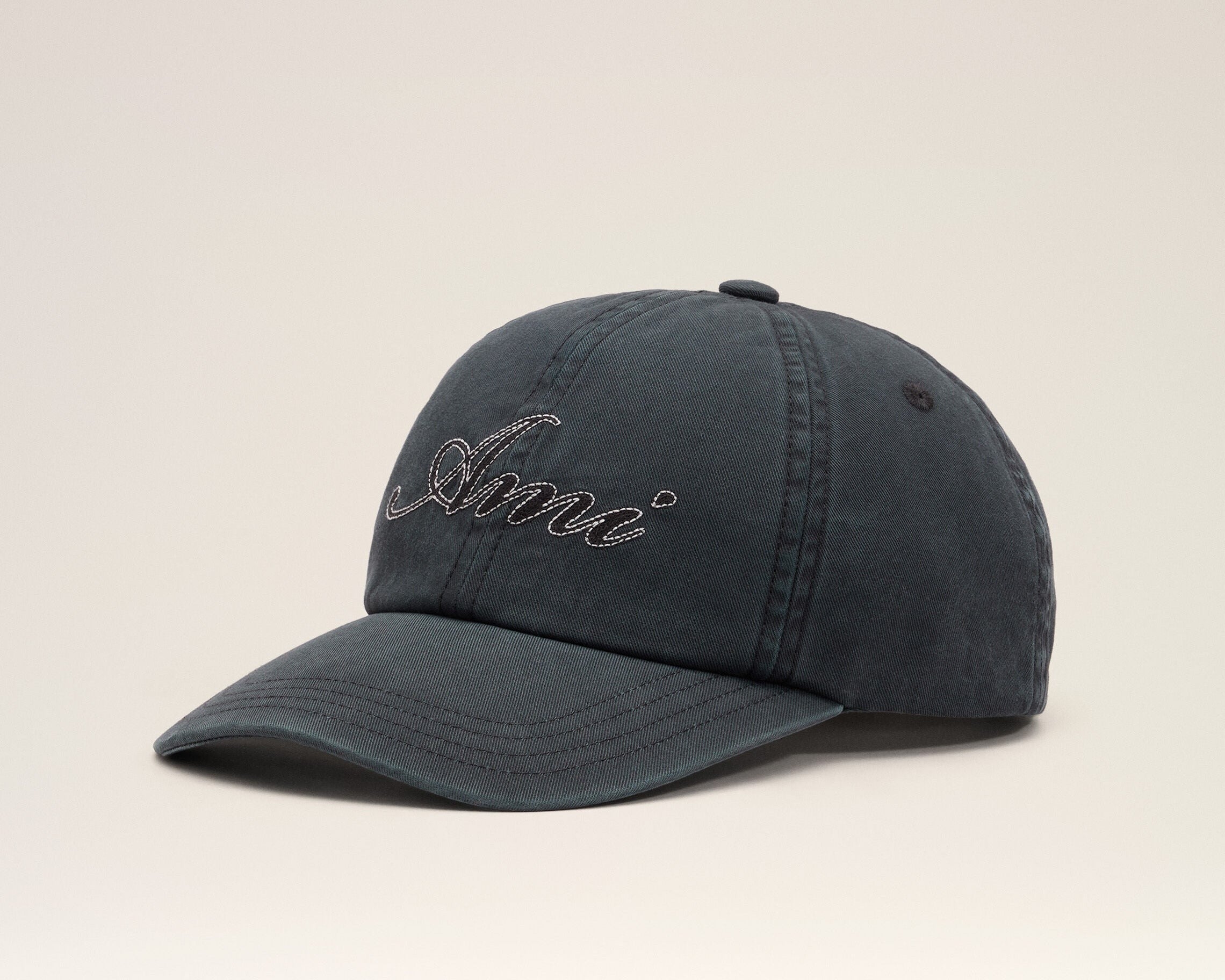 Casquette noire en coton broderie Ami Paris