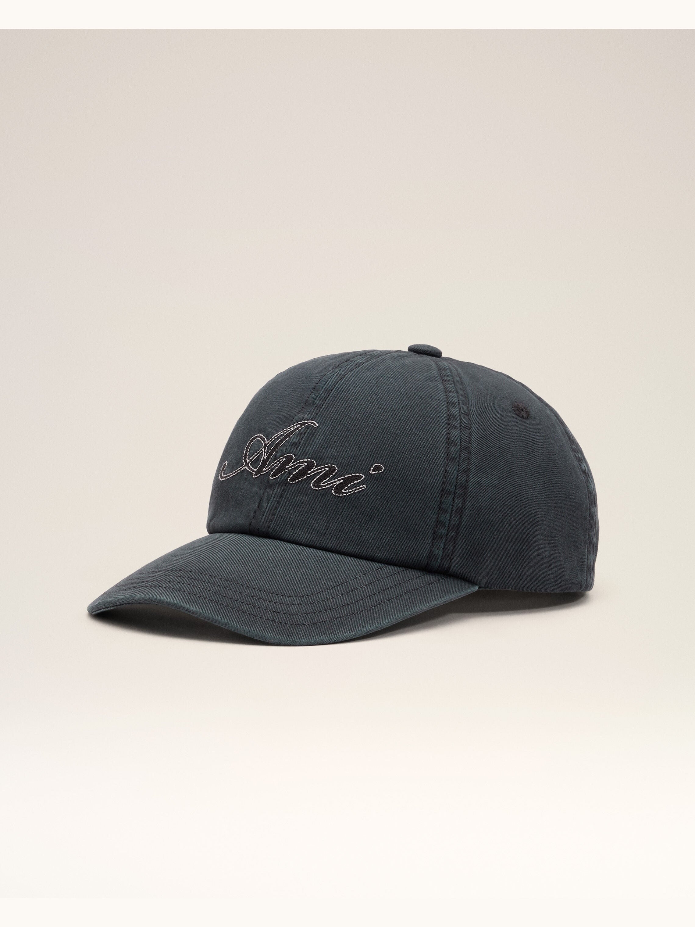 Casquette noire en coton broderie Ami Paris