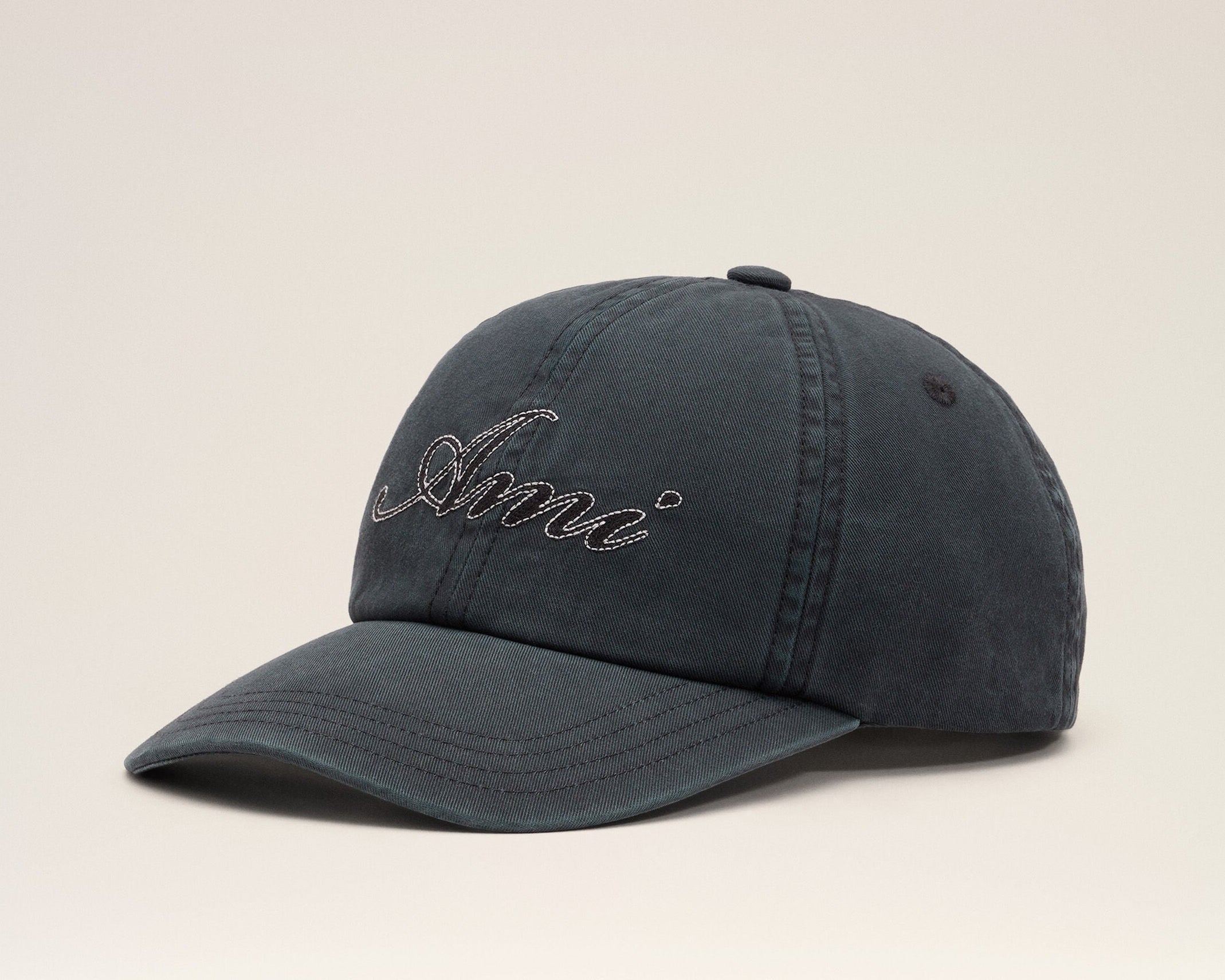 Casquette noire en coton broderie Ami Paris