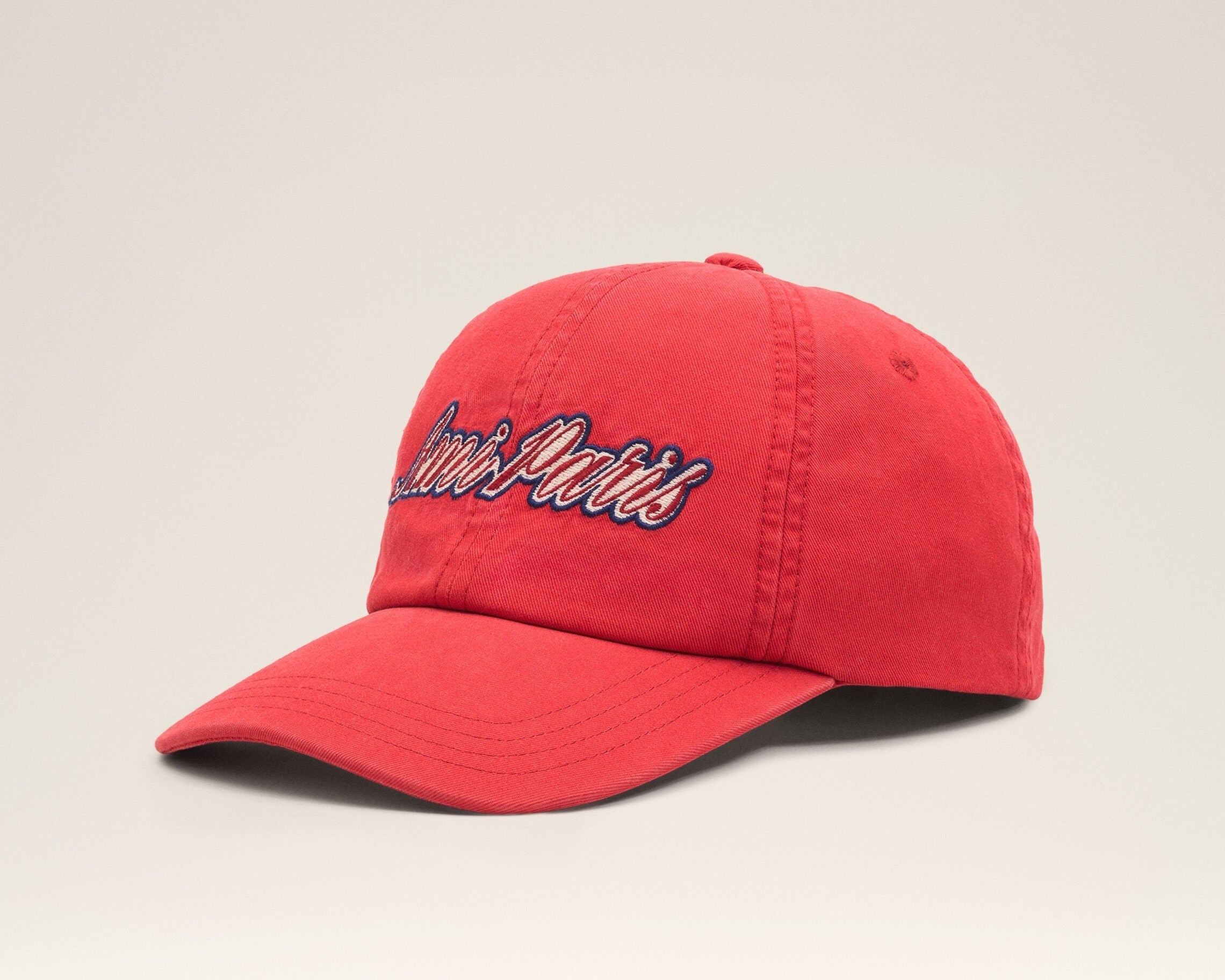 Casquette rouge en coton broderie Ami Paris