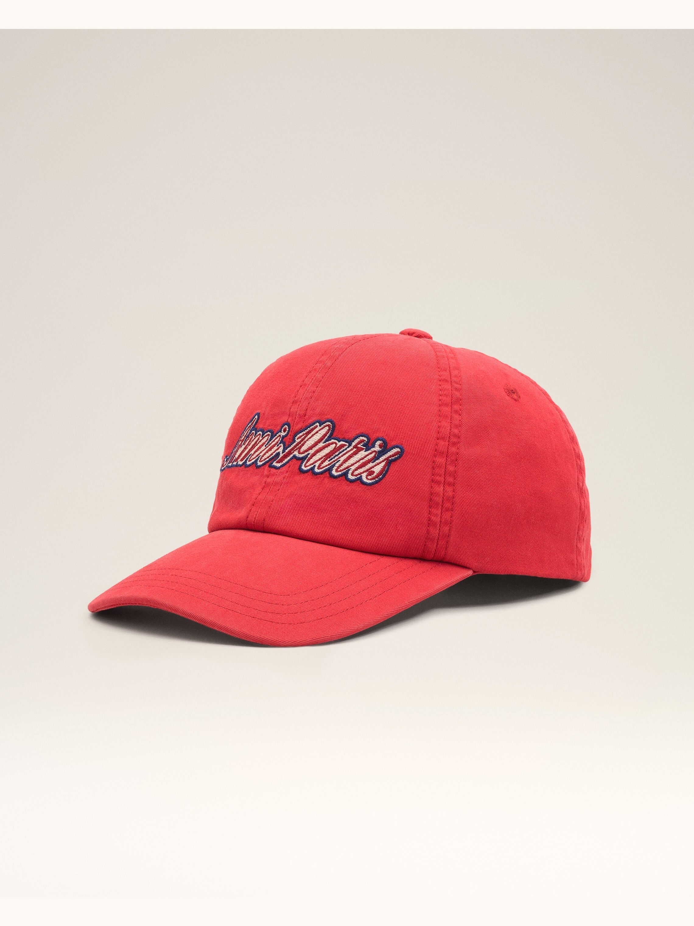 Casquette rouge en coton broderie Ami Paris