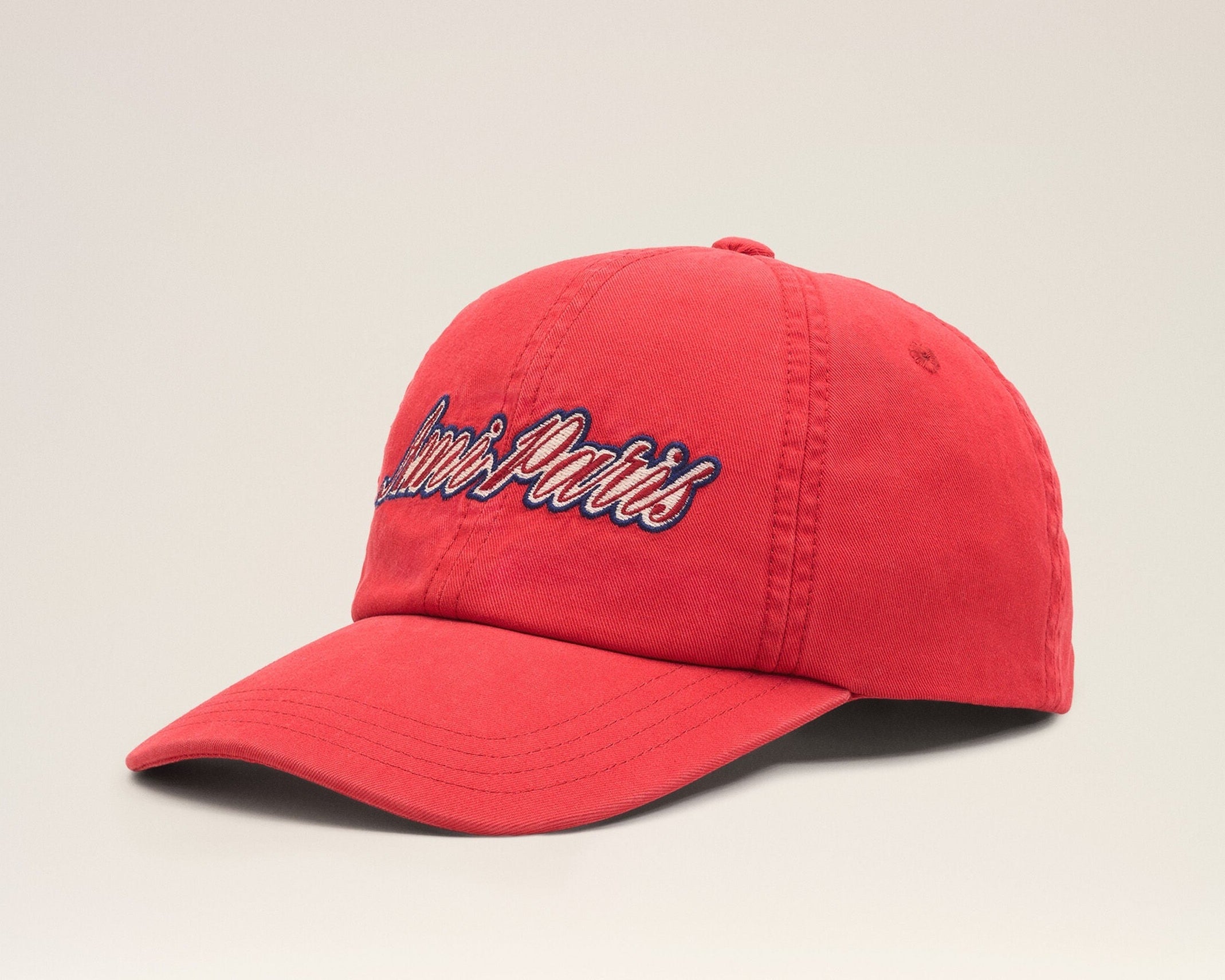 Casquette rouge en coton broderie Ami Paris