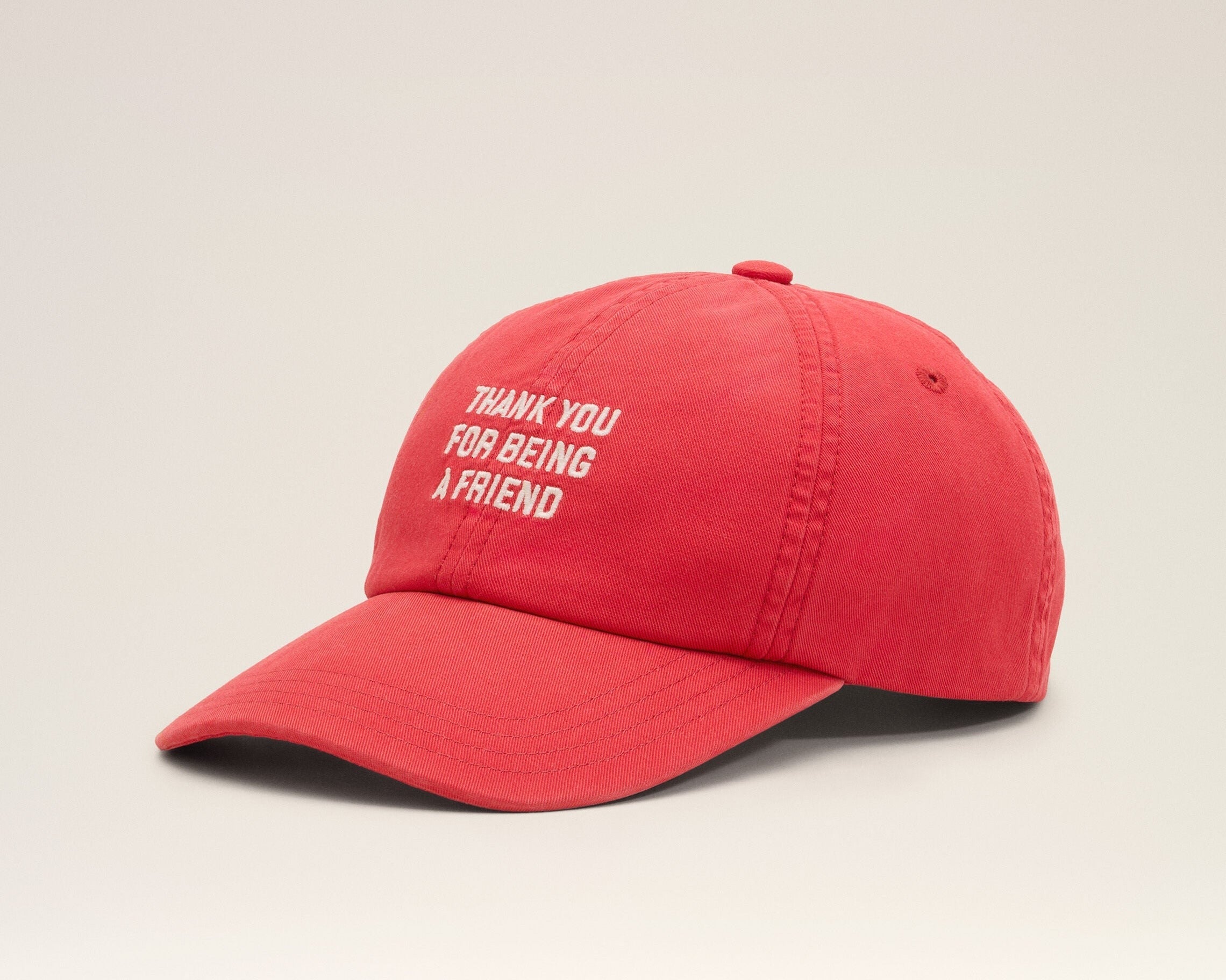 Casquette rouge en coton "Thank you for being a friend"