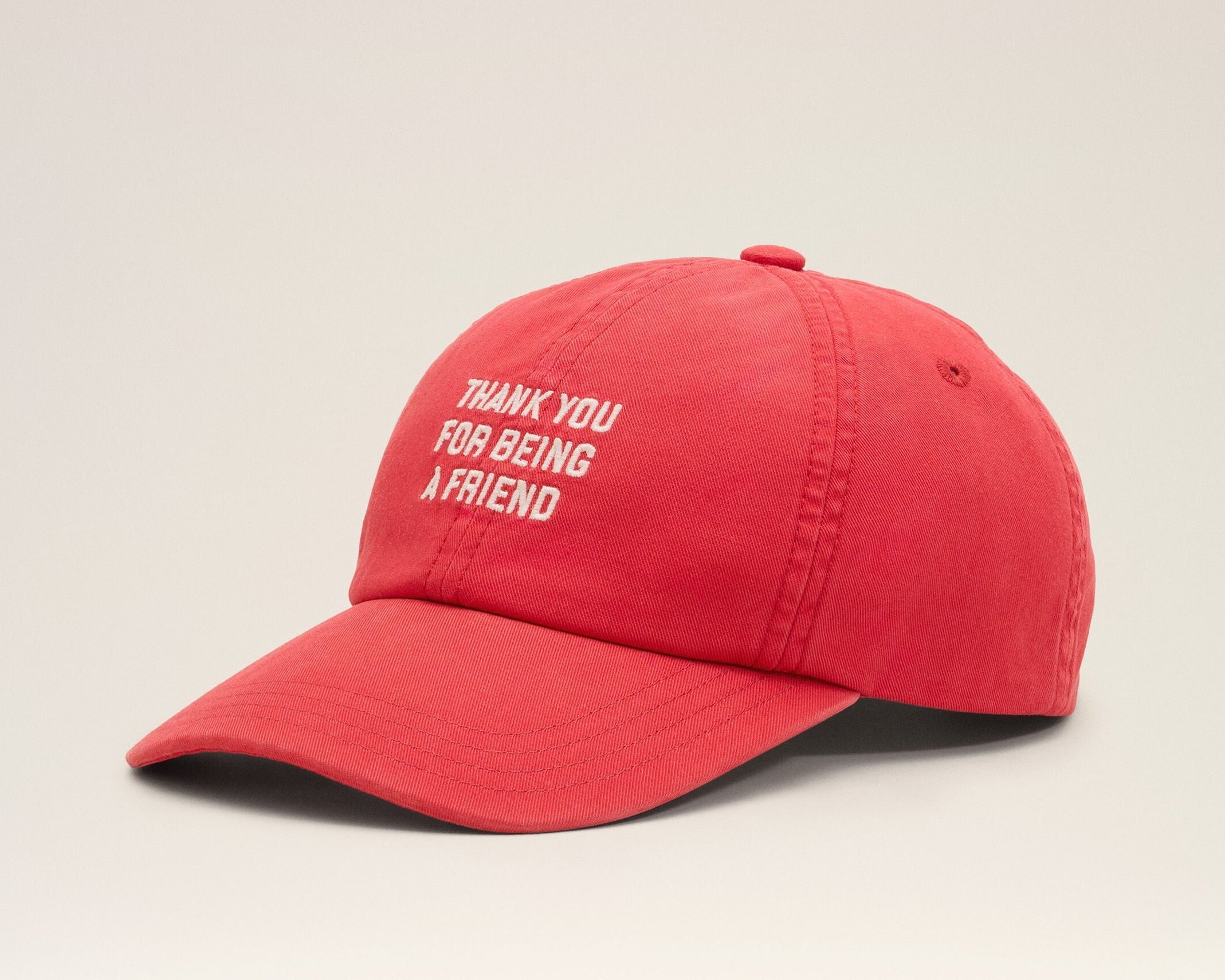 Casquette rouge en coton "Thank you for being a friend"