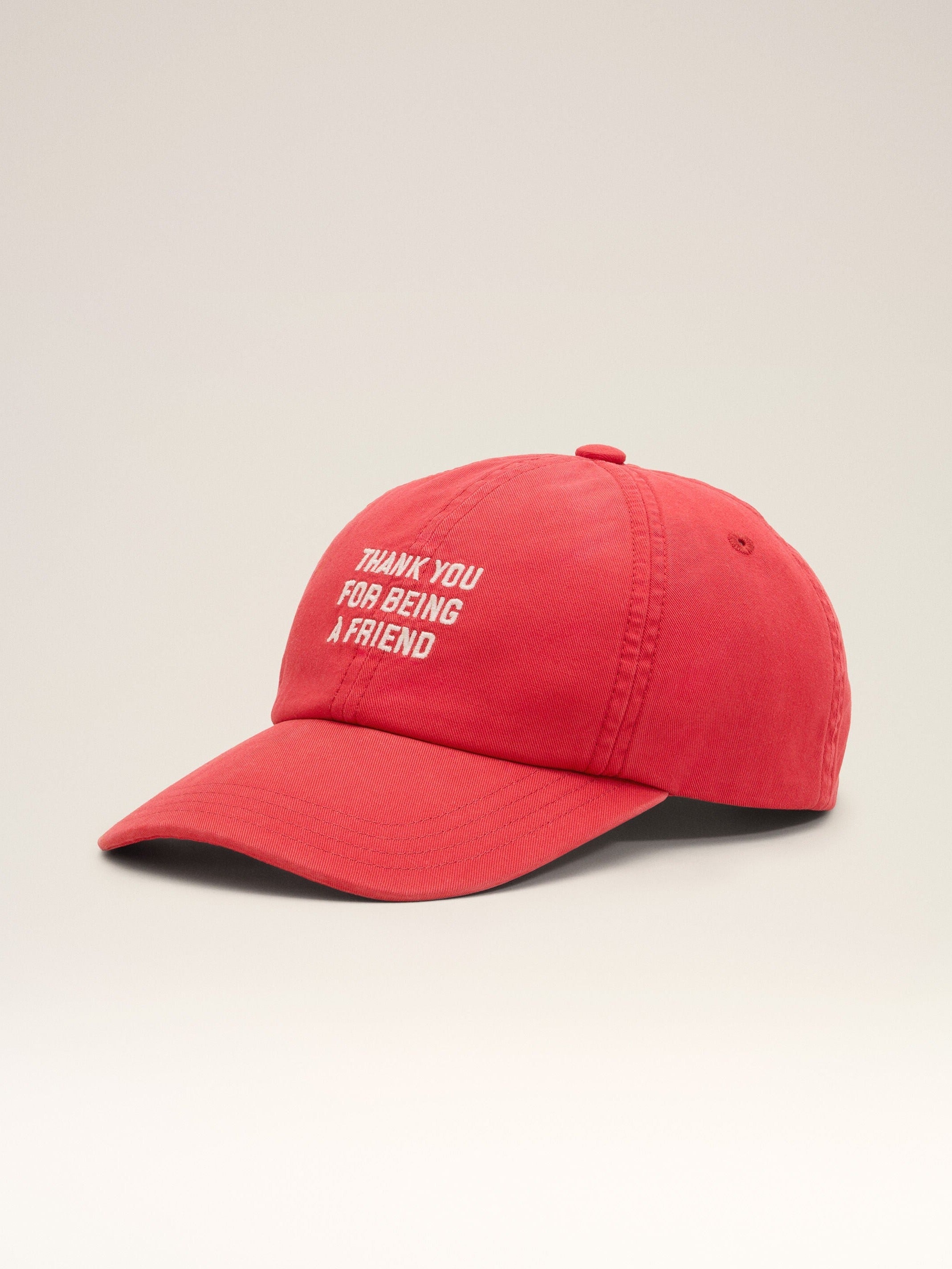 Casquette rouge en coton "Thank you for being a friend"