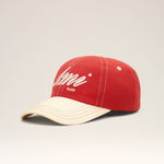 Casquette rouge et blanche en coton broderie Ami Paris