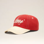 Casquette rouge et blanche en coton broderie Ami Paris
