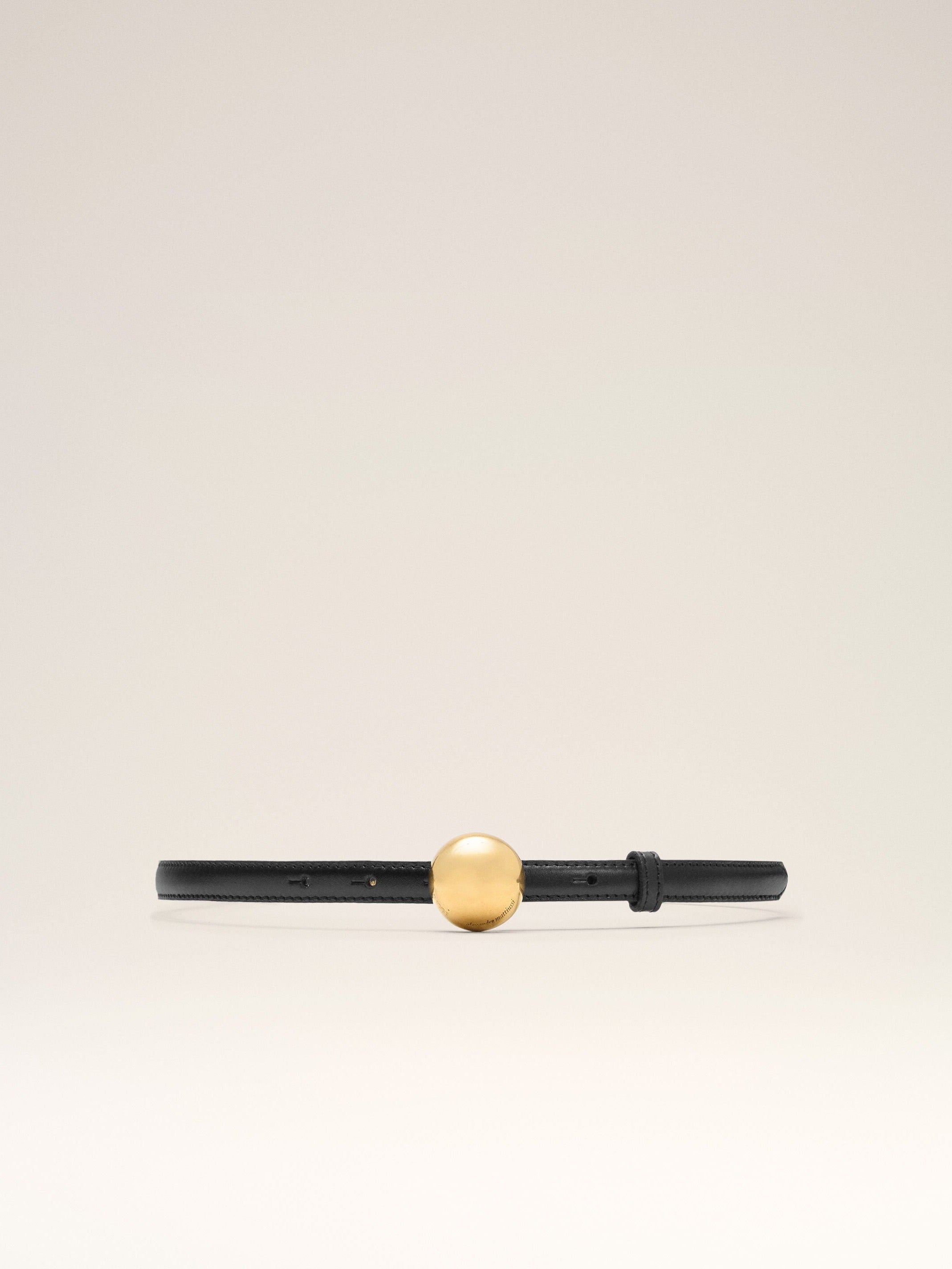 Ceinture Fine Noire en Cuir De Vachette
