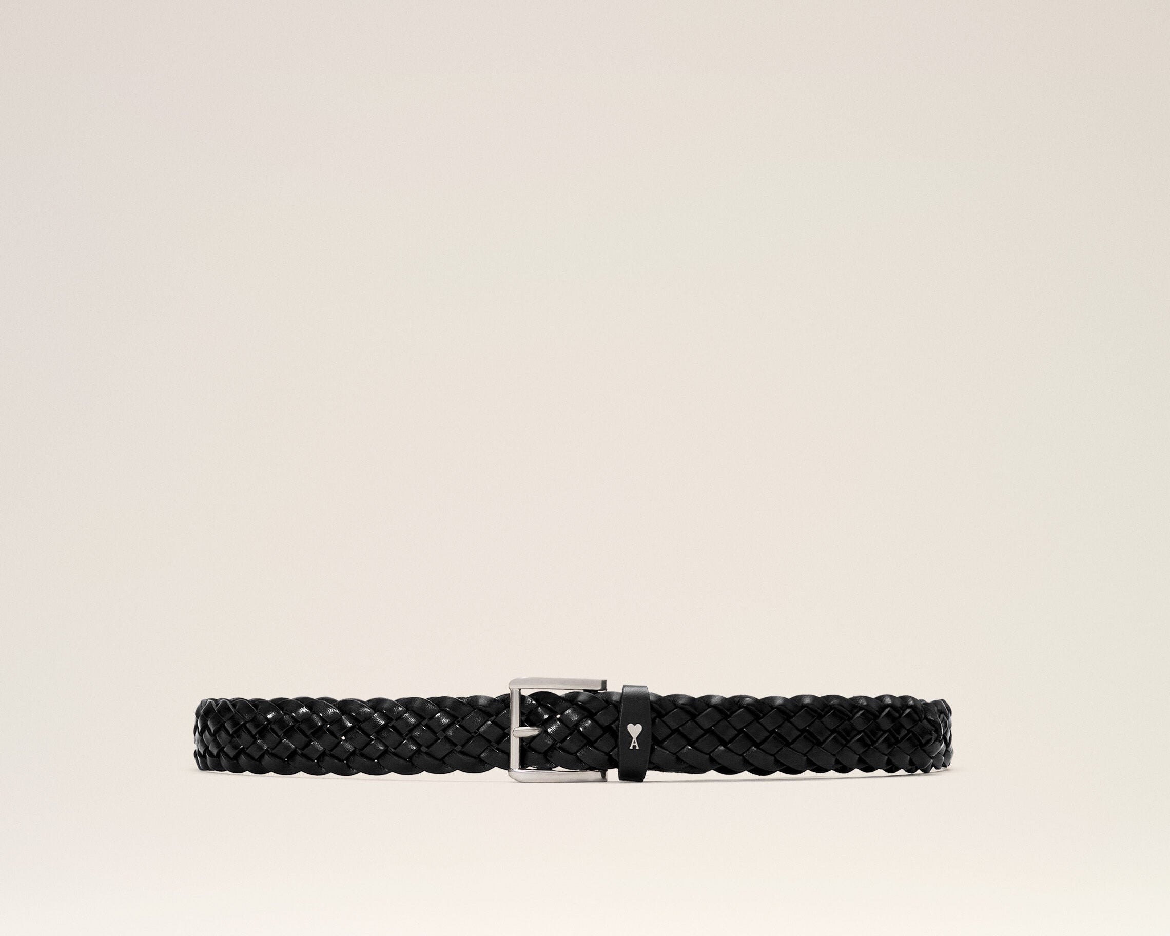 Ceinture Paris Paris noire tressée 30mm en cuir de veau