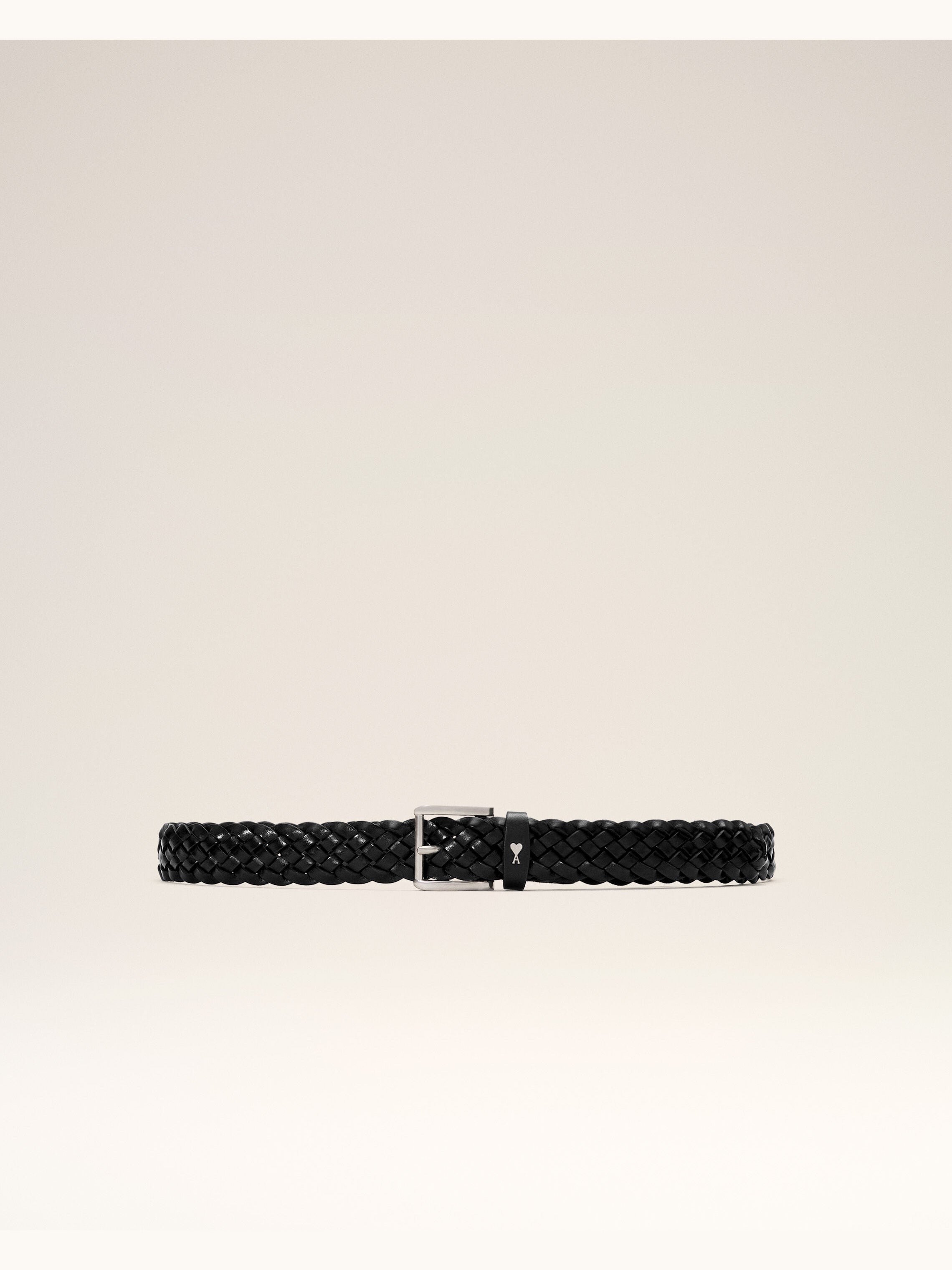 Ceinture Paris Paris noire tressée 30mm en cuir de veau