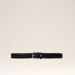 Ceinture Paris Paris noire tressée 30mm en cuir de veau