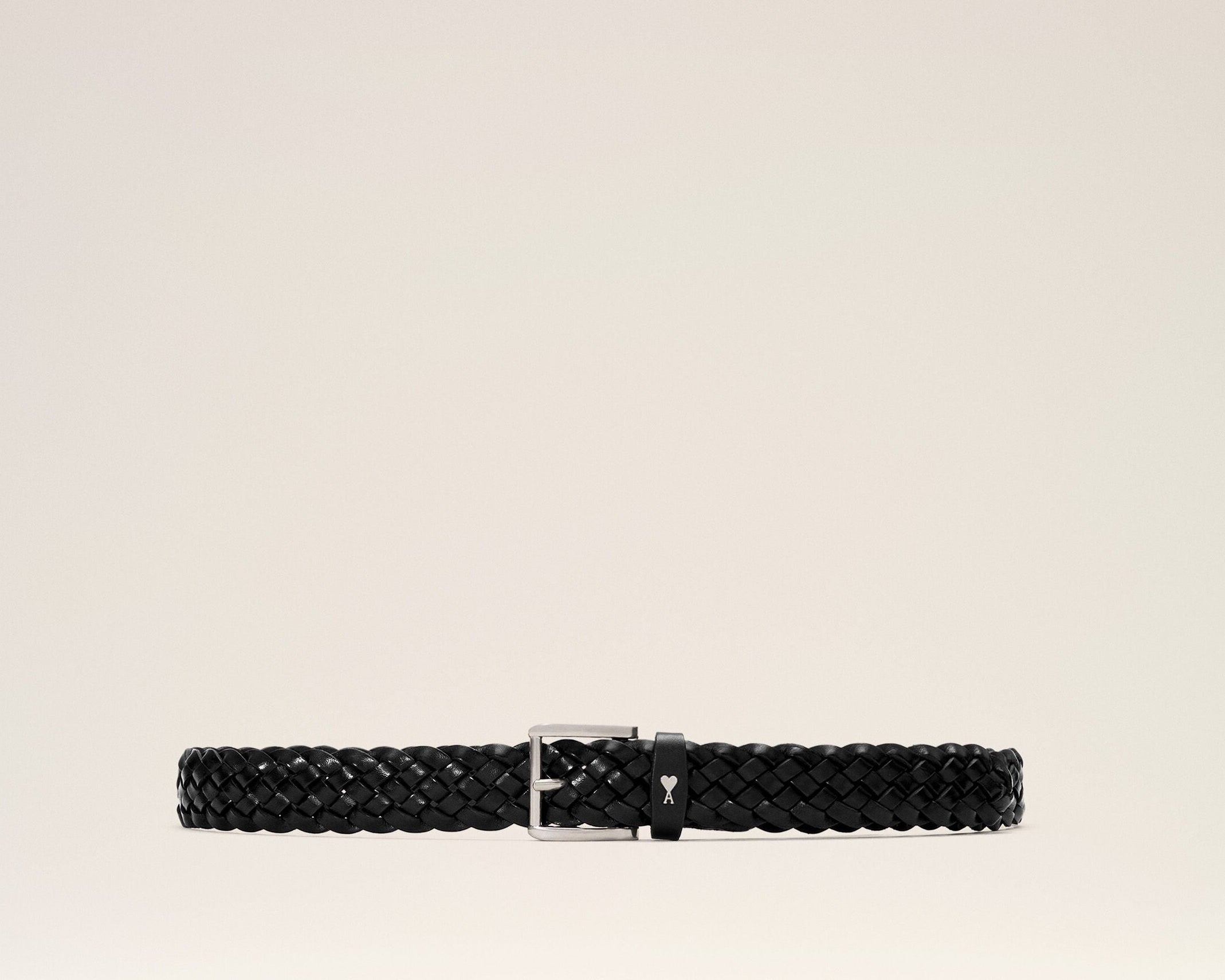 Ceinture Paris Paris noire tressée 30mm en cuir de veau