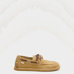 Chaussures bateau beiges en cuir de veau