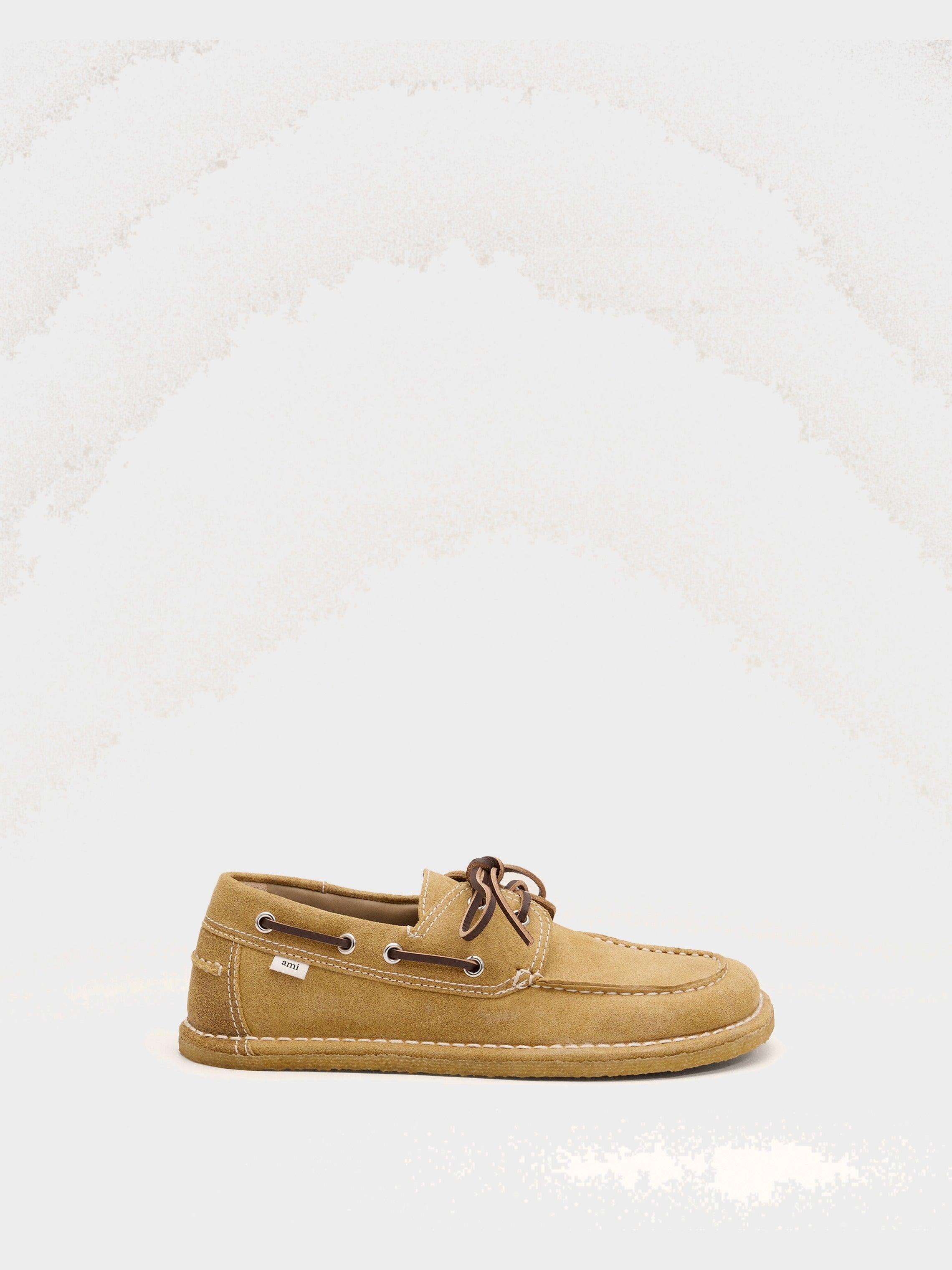 Chaussures bateau beiges en cuir de veau