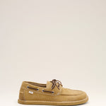 Chaussures bateau beiges en cuir de veau