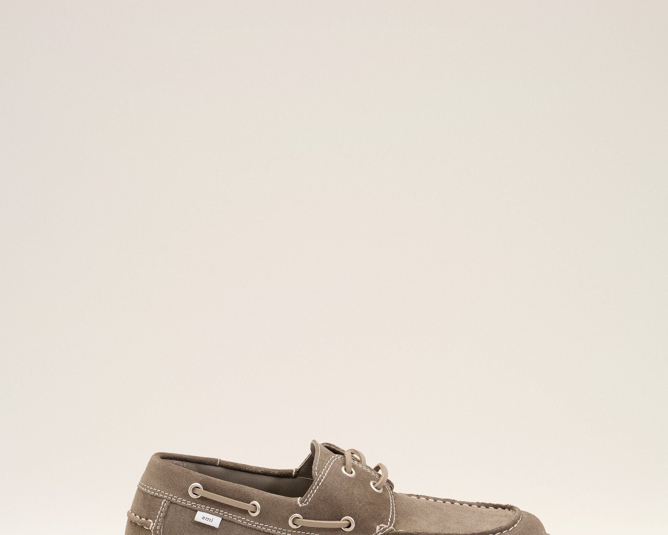 Chaussures Bateau Grises en Cuir De Veau