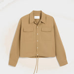 Chemise beige en coton et lin