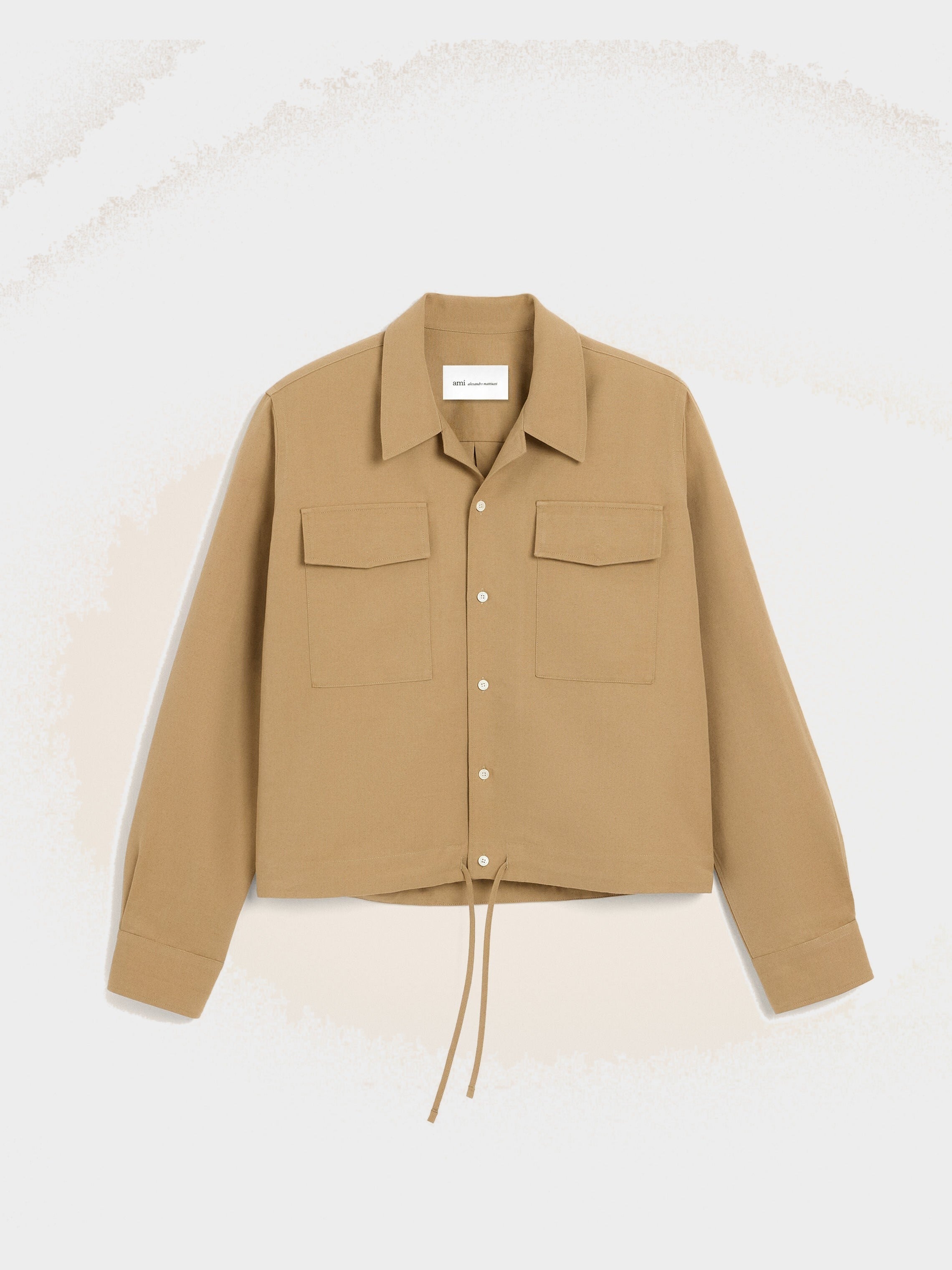 Chemise beige en coton et lin