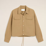 Chemise beige en coton et lin