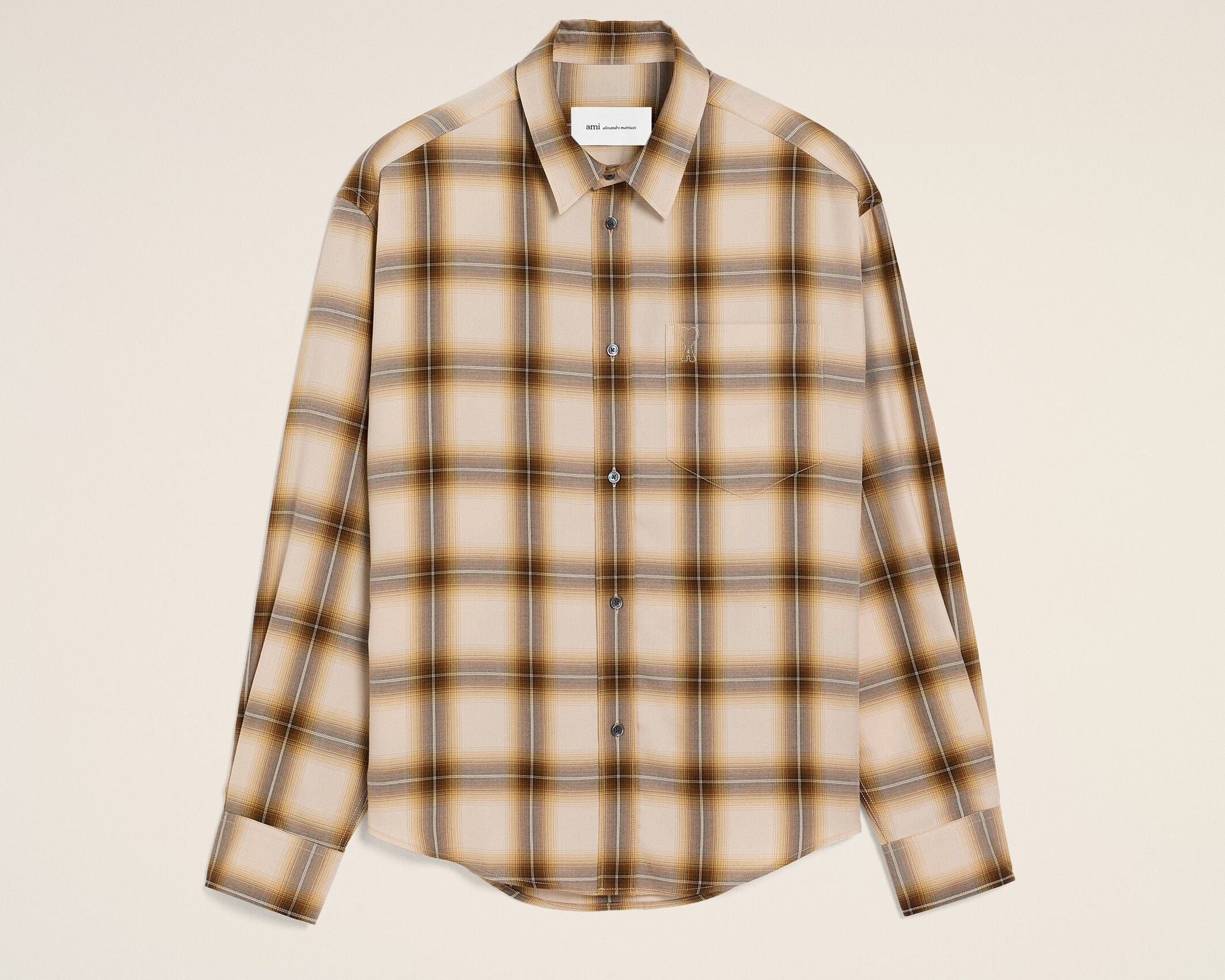 Chemise Boxy Beige À Carreaux Ami De Coeur En Toile