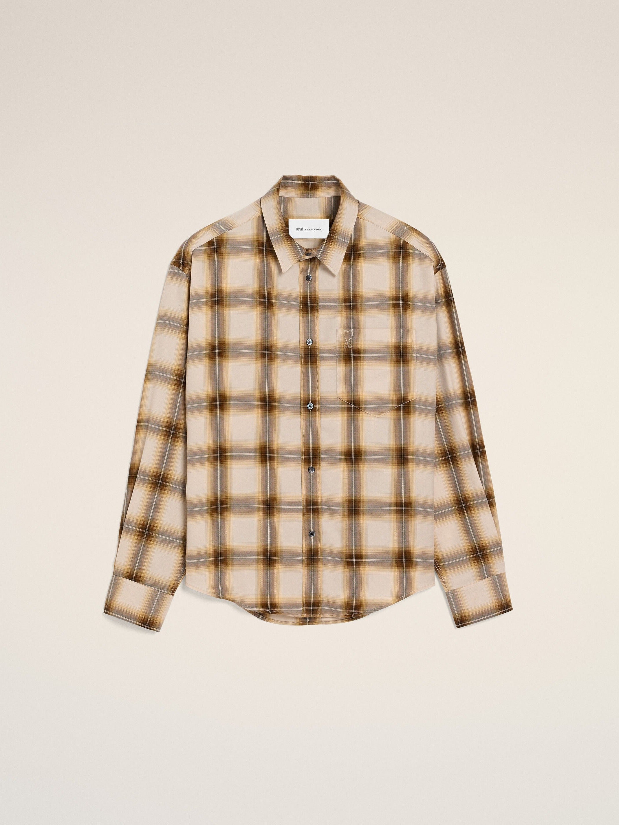 Chemise Boxy Beige À Carreaux Ami De Coeur En Toile