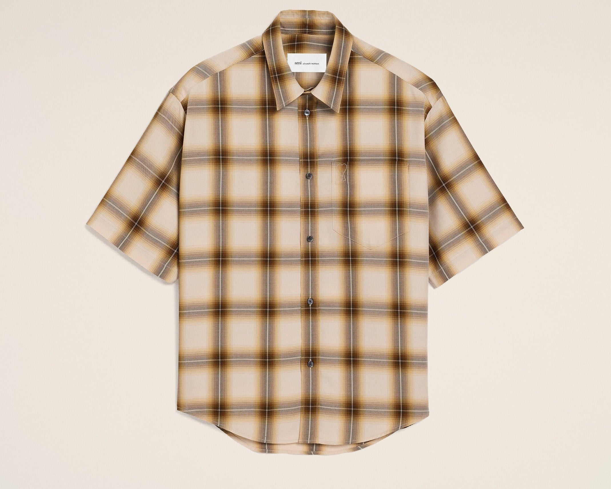 Chemise Boxy Beige À Carreaux Ami De Coeur En Toile