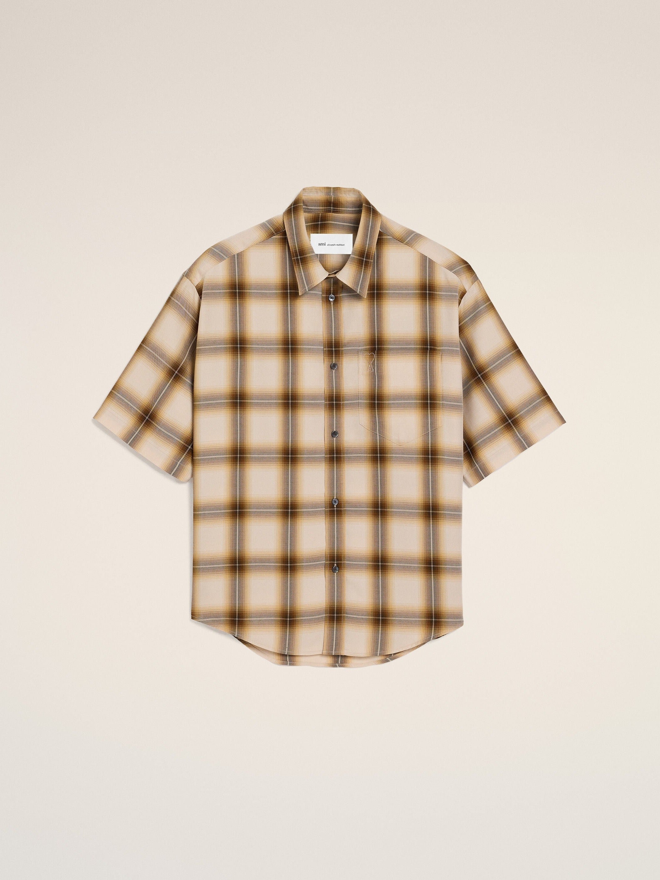 Chemise Boxy Beige À Carreaux Ami De Coeur En Toile