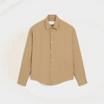 Chemise boxy beige en twill de viscose