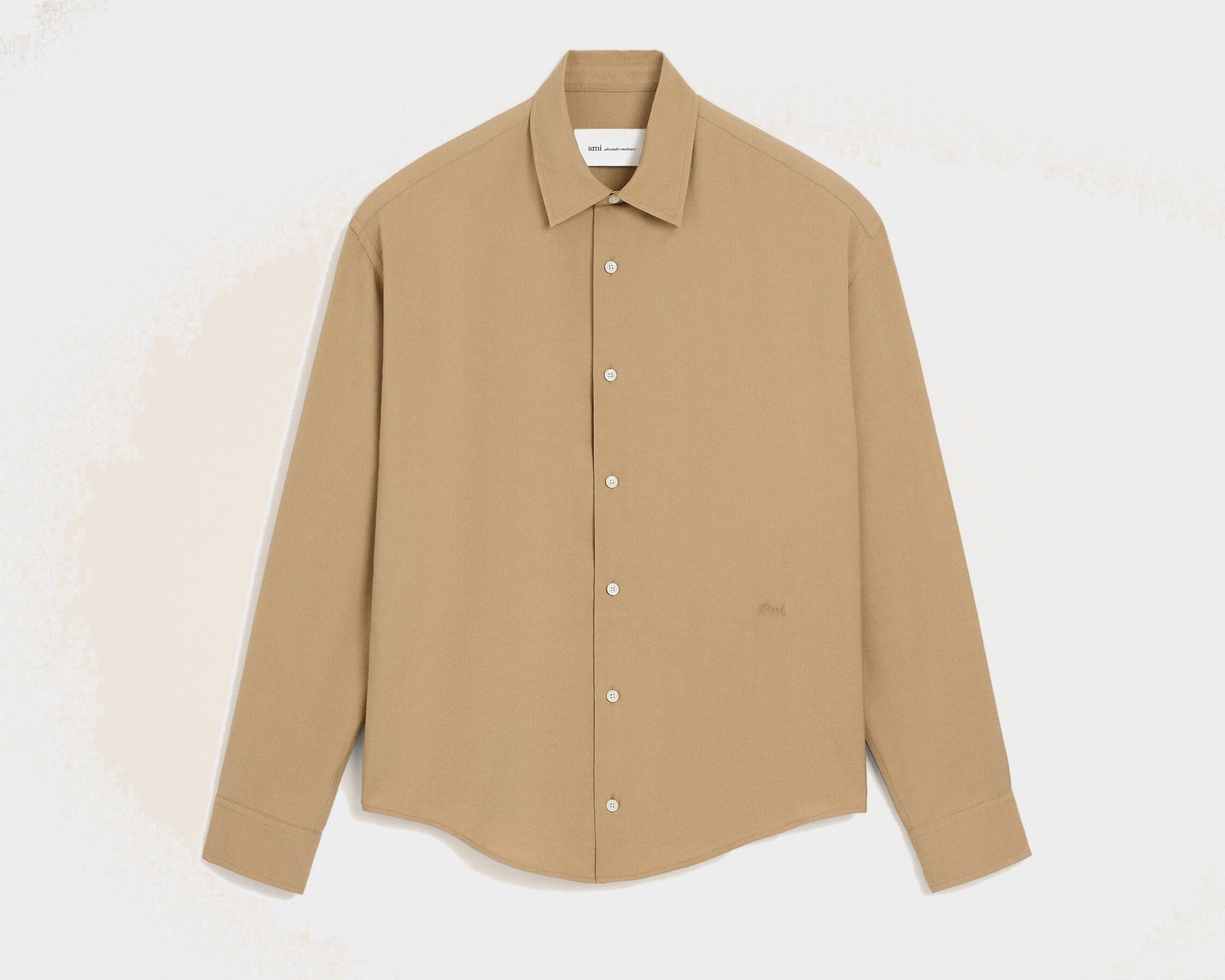Chemise boxy beige en twill de viscose