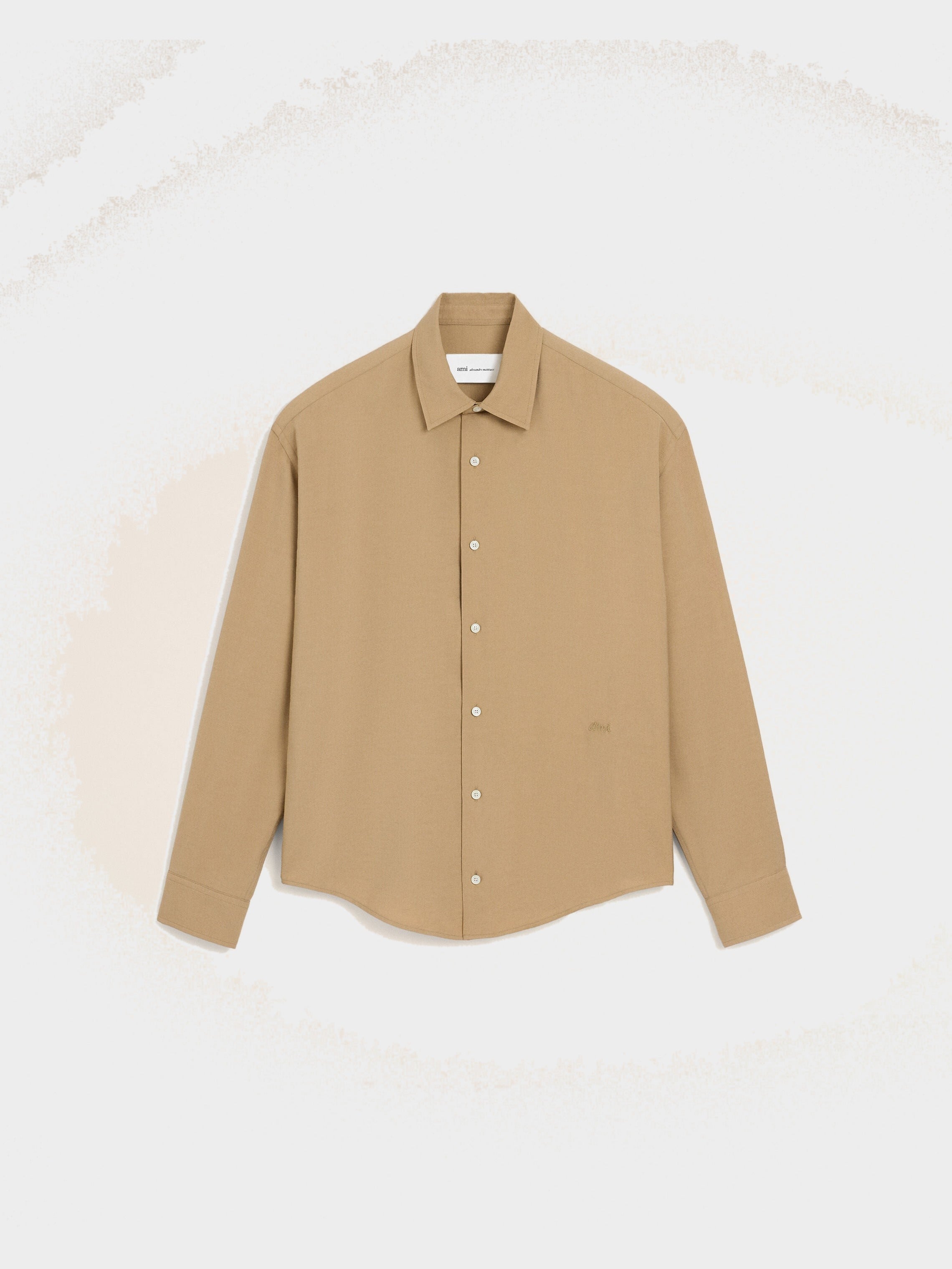 Chemise boxy beige en twill de viscose