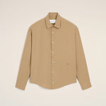 Chemise boxy beige en twill de viscose