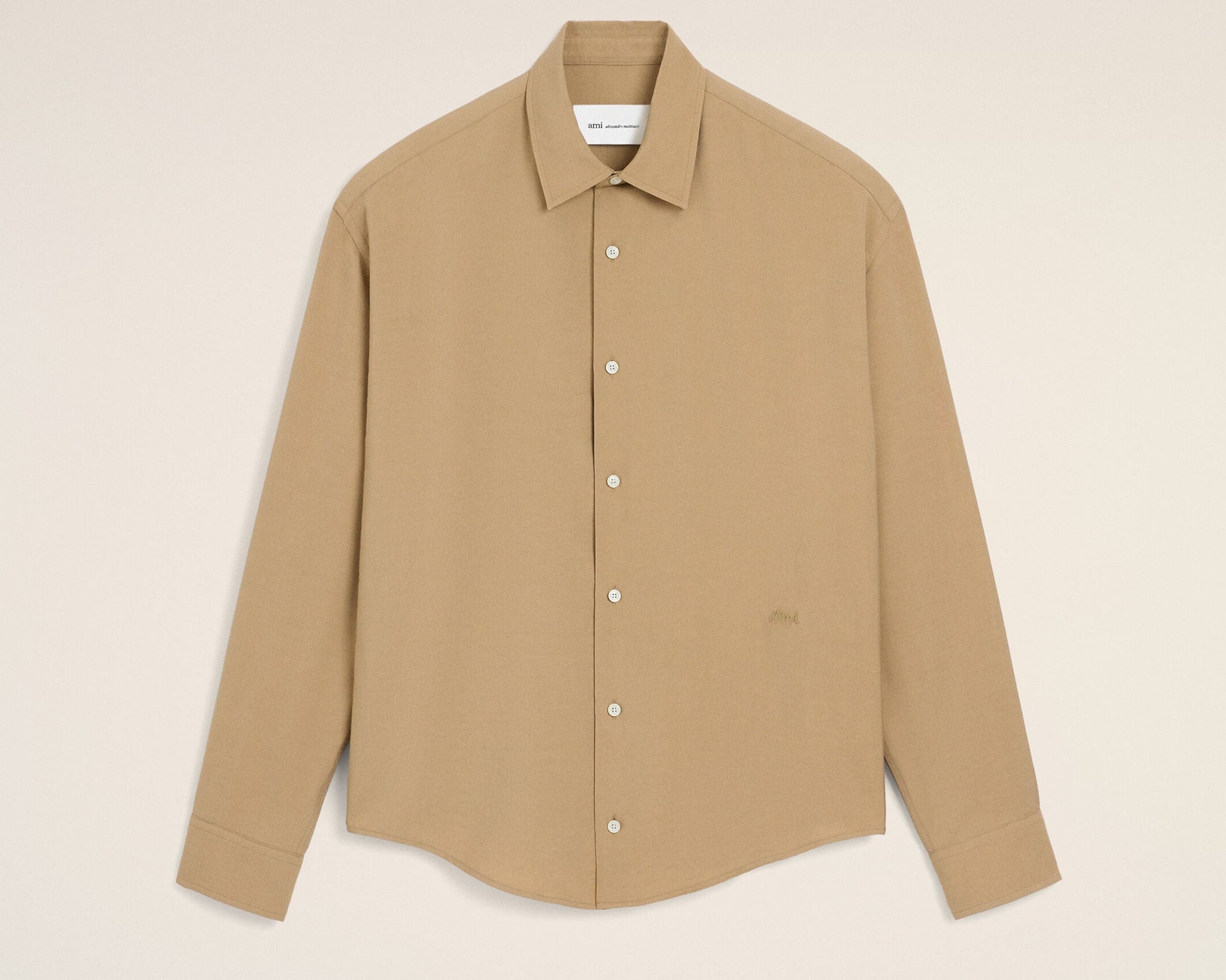 Chemise boxy beige en twill de viscose
