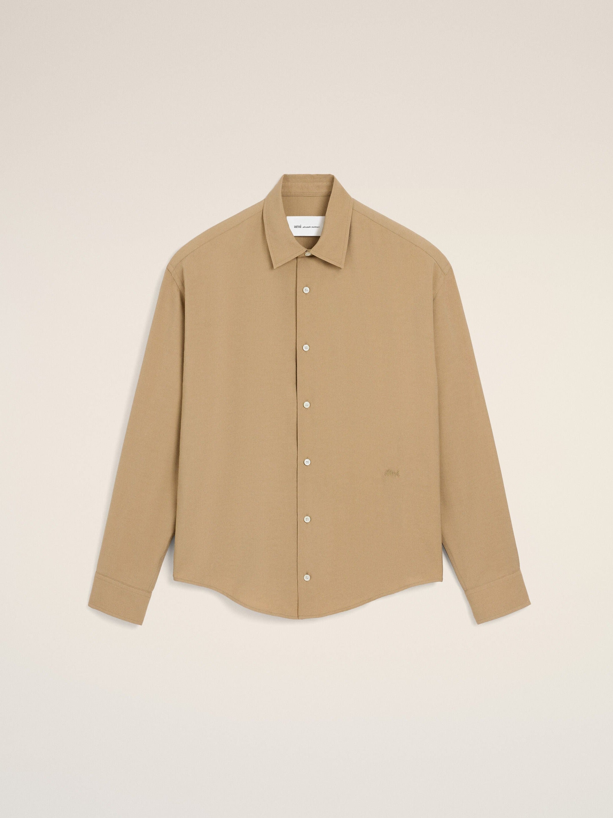 Chemise boxy beige en twill de viscose