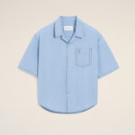 Chemise boxy bleue en coton manches courtes Ami de Coeur embossé