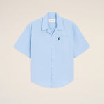 Chemise boxy bleue en coton manches courtes Ami de Coeur tulipe