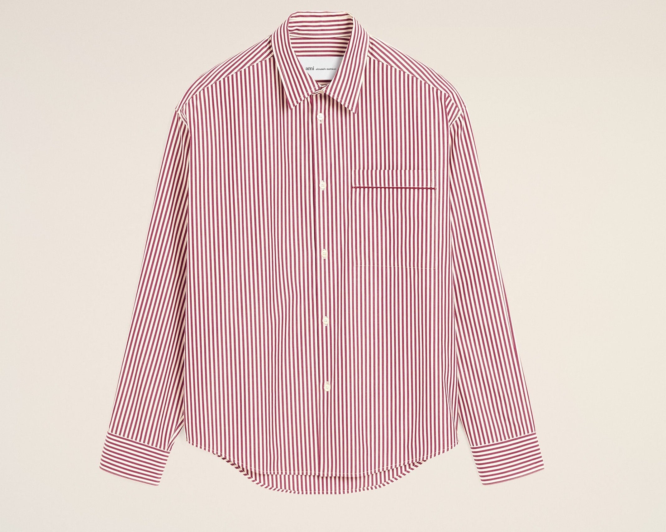 Chemise boxy rayée rouge en coton