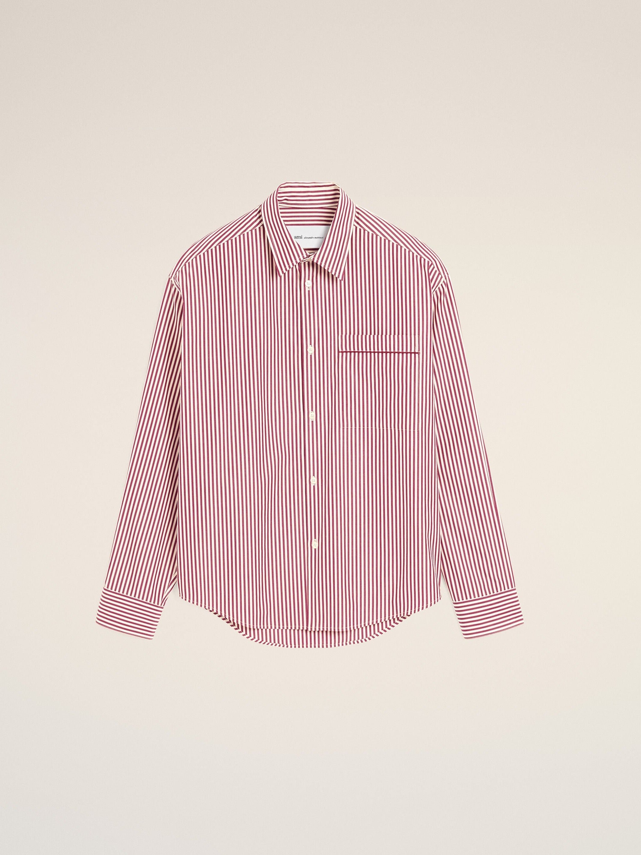 Chemise boxy rayée rouge en coton
