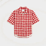 Chemise boxy rouge à pois en coton manches courtes