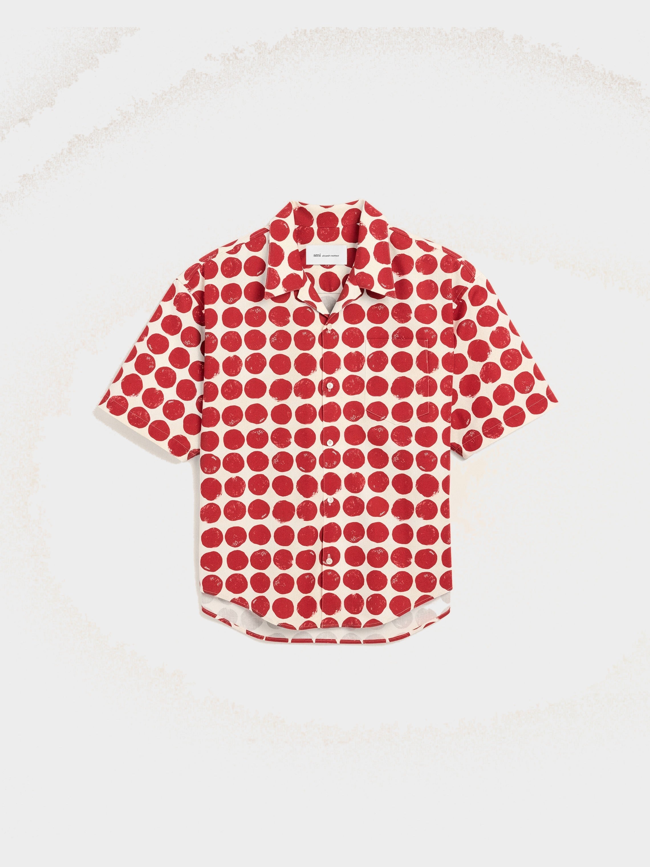 Chemise boxy rouge à pois en coton manches courtes