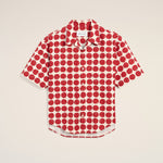 Chemise boxy rouge à pois en coton manches courtes