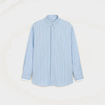Chemise large rayée bleue en coton col amovible