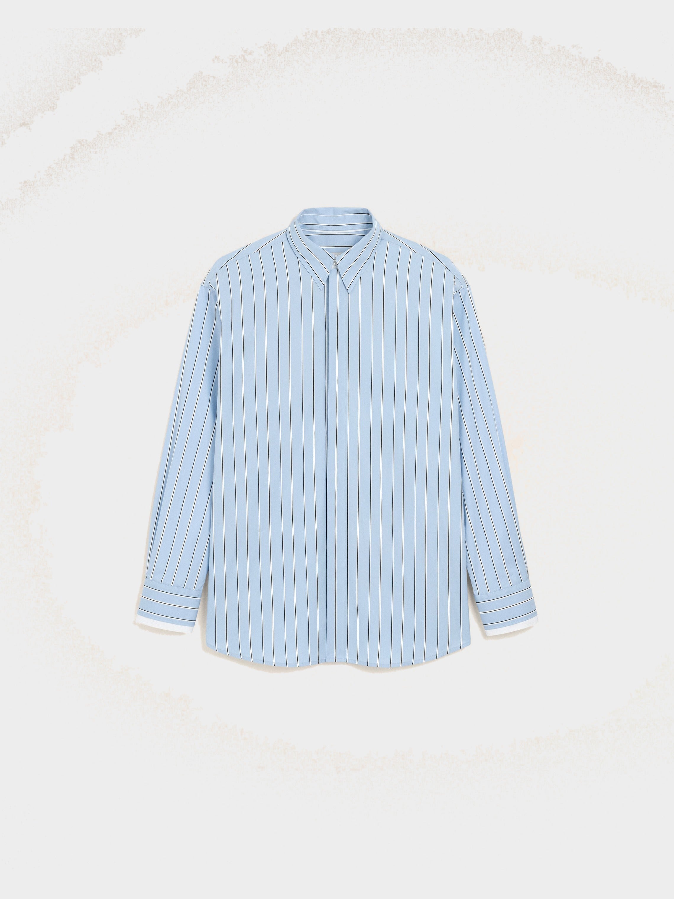 Chemise large rayée bleue en coton col amovible
