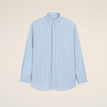 Chemise large rayée bleue en coton col amovible