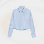 Chemise rayée bleue courte en coton