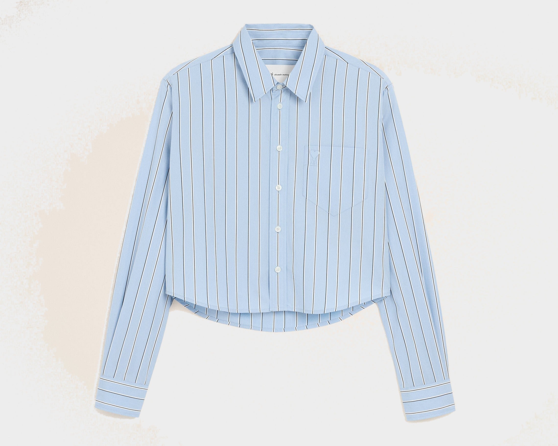 Chemise rayée bleue courte en coton