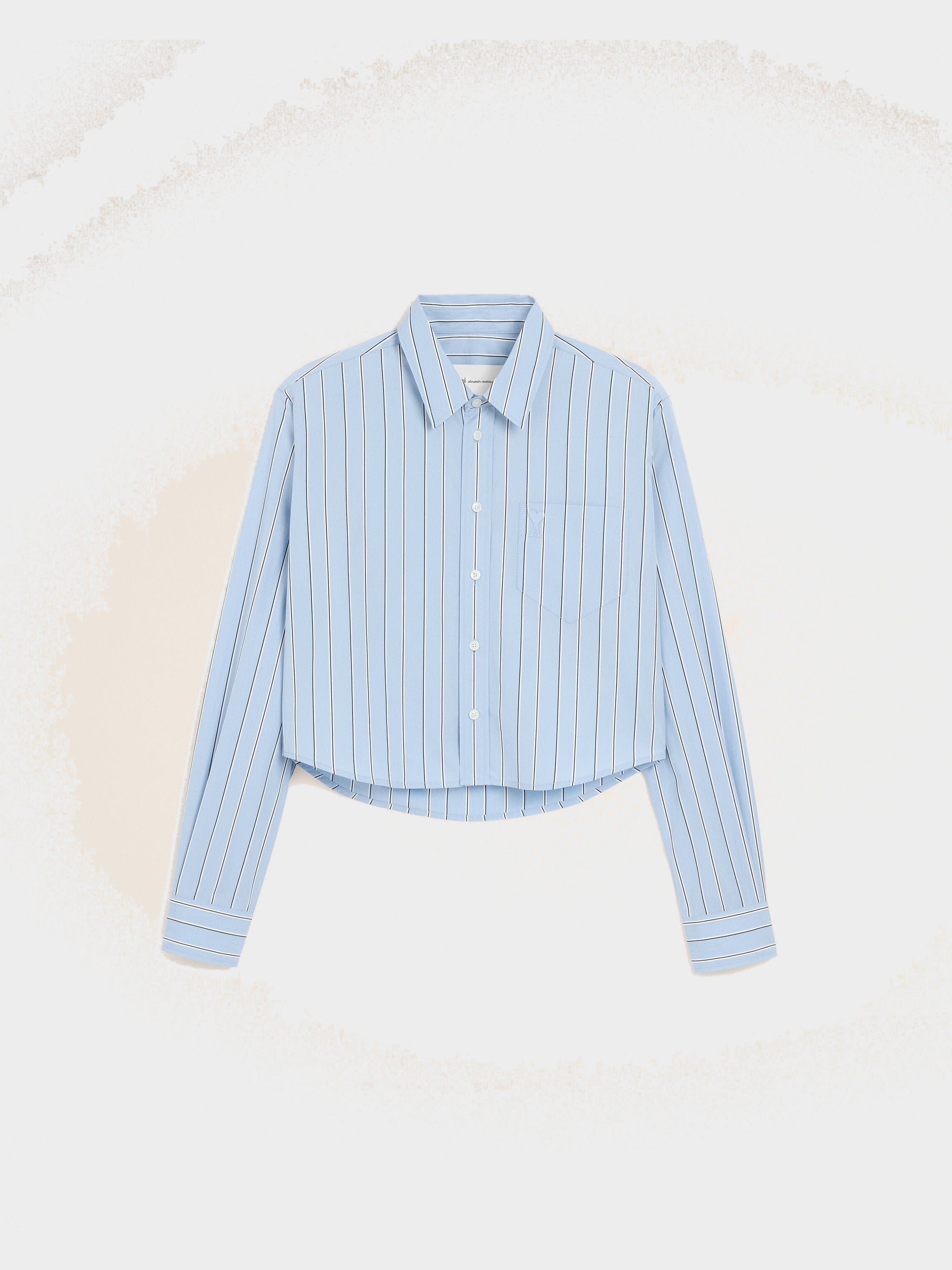 Chemise rayée bleue courte en coton