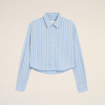 Chemise rayée bleue courte en coton