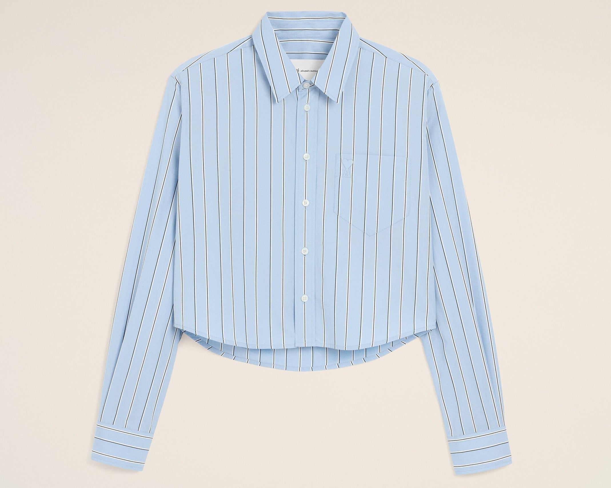 Chemise rayée bleue courte en coton