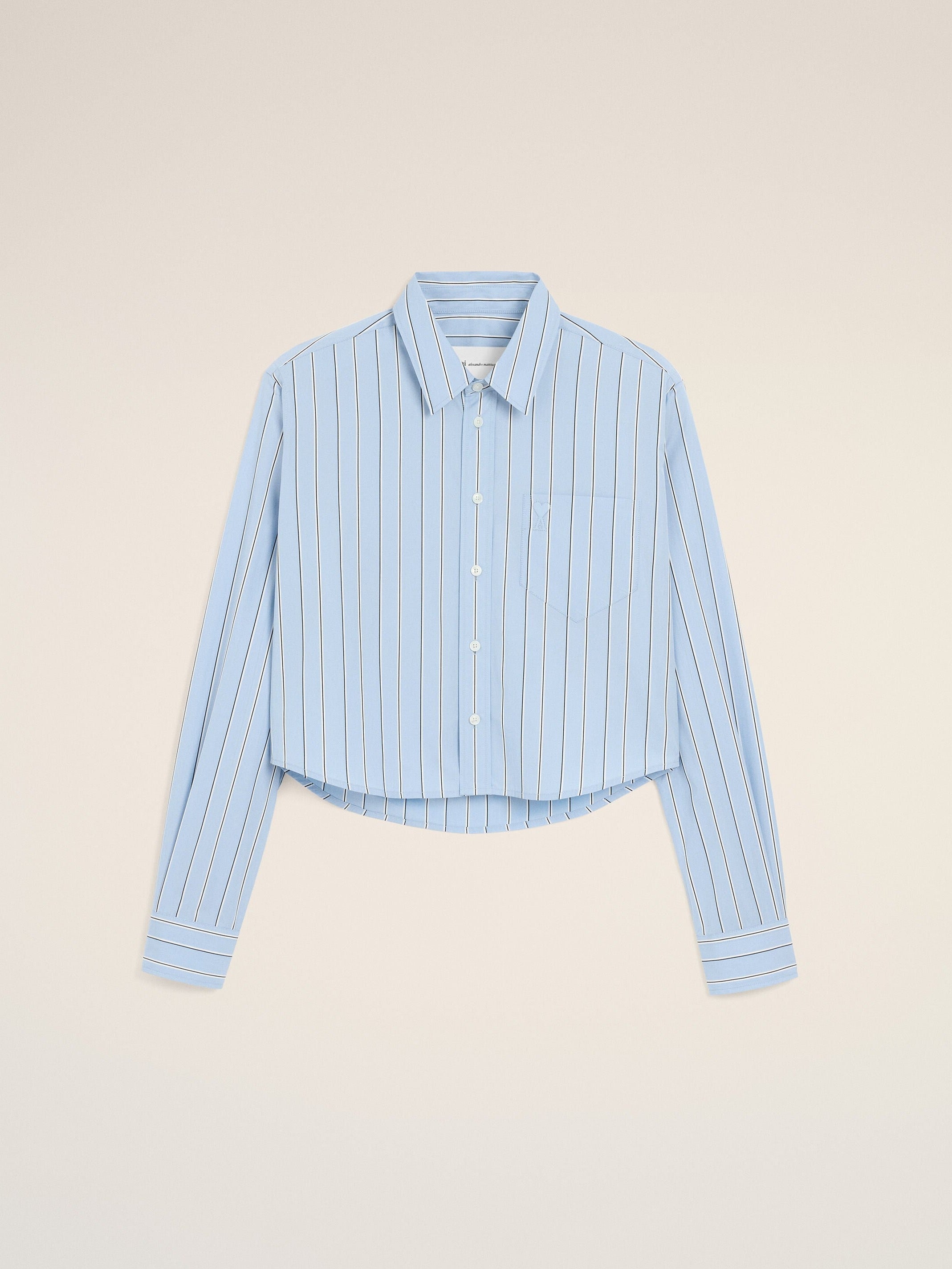 Chemise rayée bleue courte en coton