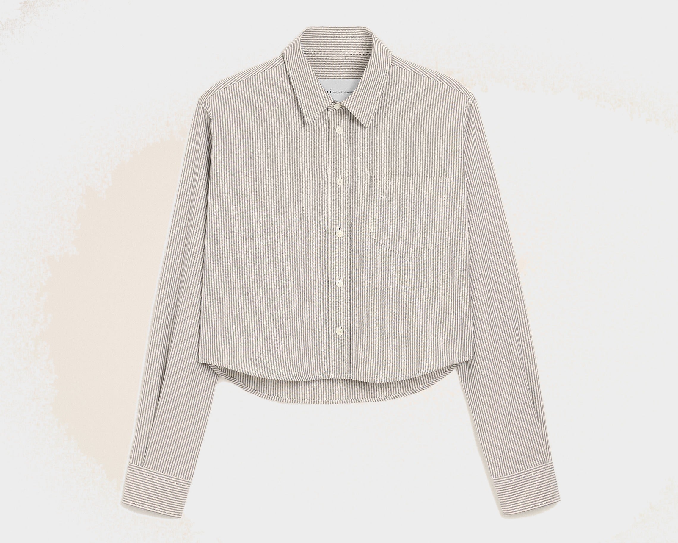 Chemise rayée noire courte en coton Ami de Coeur embossé